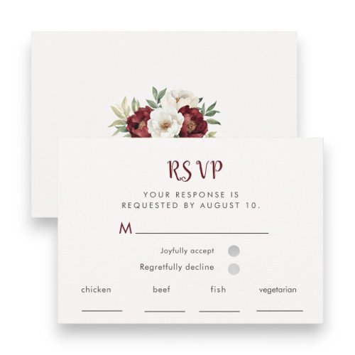 Rustic Burgundy Floral Wedding Response Card