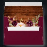Rustic Burgundy Floral Wood Invitation Envelope<br><div class="desc">Rustic Wood and Watercolor Burgundy Floral Invitation Envelope</div>