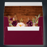Rustic Burgundy Floral Wood Invitation Envelope<br><div class="desc">Rustic Wood and Watercolor Burgundy Floral Invitation Envelope</div>
