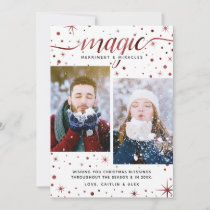 Rustic Burgundy Galaxy Magic, Merriment &amp; Miracles Holiday Card