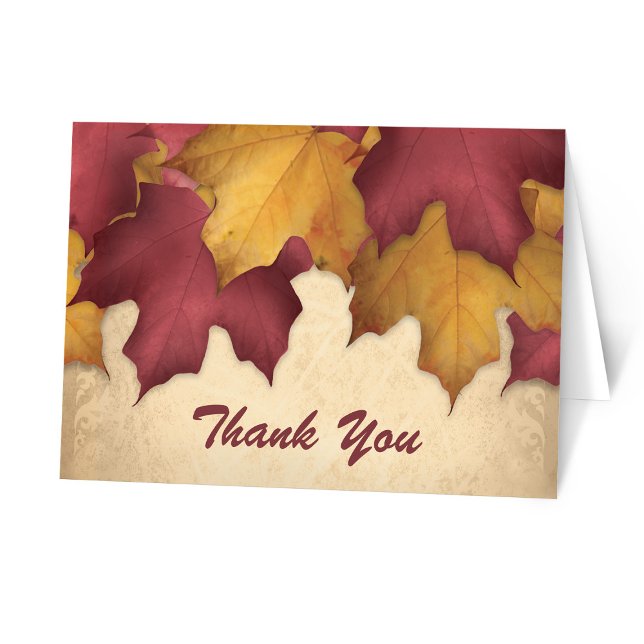 Rustic Burgundy Gold Autumn Thank You Cards (Creator Uploaded)