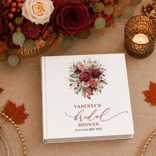 Rustic Burgundy Gold floral terracotta fall bridal 3 Ring Binder
