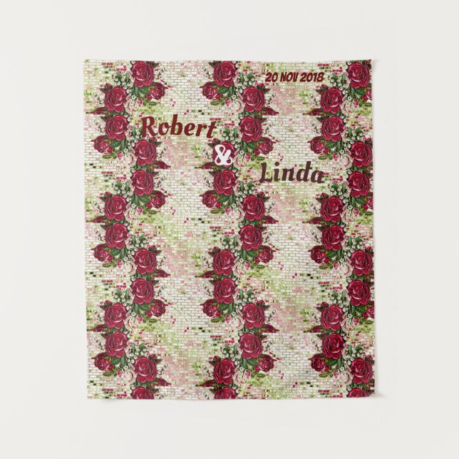 Rustic Burgundy Maroon Rose Wedding Backdrop (Front)