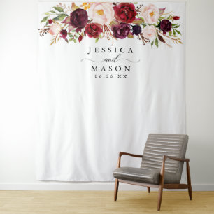 Rustic Burgundy Marsala Backdrop - Photo Booth