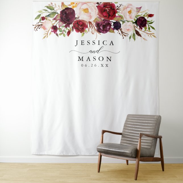 Rustic Burgundy Marsala Backdrop - Photo Booth (In Situ)