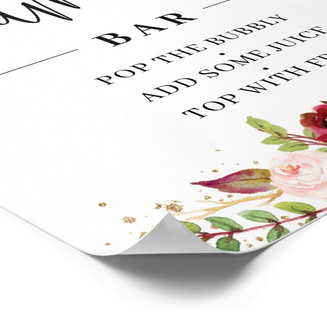 DOWNLOAD Marsala Floral Mimosa Bar Sign with Juice Tags
