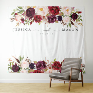 Rustic Burgundy Marsala Horz Backdrop Photo Booth