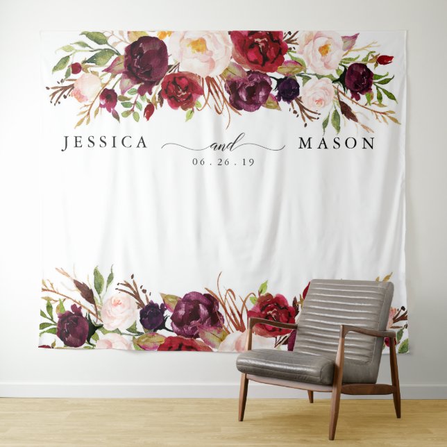 Rustic Burgundy Marsala Horz Backdrop Photo Booth (In Situ (Horizontal))