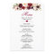 Rustic Burgundy Marsala Red Floral Wedding Menu