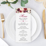Rustic Burgundy Marsala Red Floral Wedding Menu<br><div class="desc">Rustic Burgundy Marsala Red Floral Wedding Menu Card. 
(1) For further customization,  please click the "customize further" link and use our design tool to modify this template. 
(2) If you need help or matching items,  please contact me.</div>