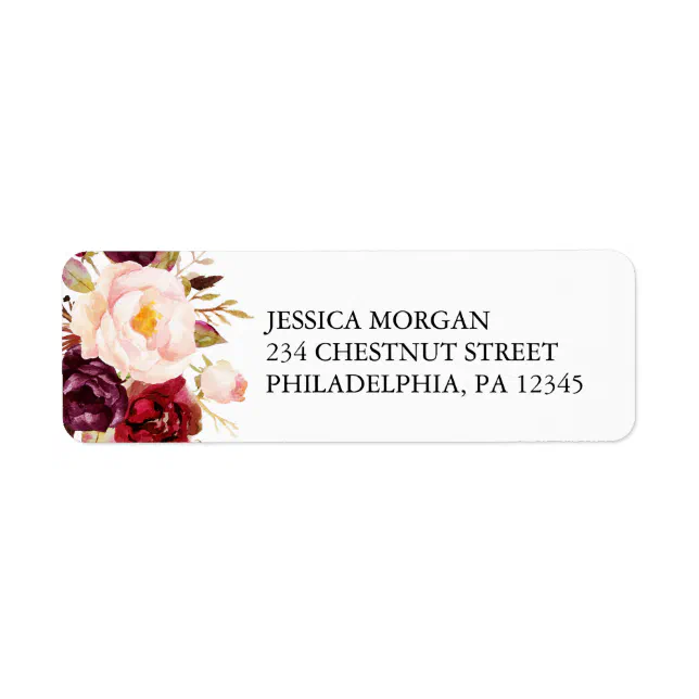 Rustic Burgundy Marsala Return Address Label | Zazzle