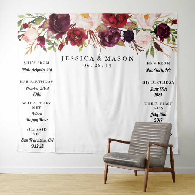 Rustic Burgundy Marsala Wedding Backdrop (In Situ (Horizontal))
