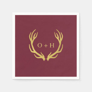 Rustic Burgundy Marsala Wedding Paper Napkin