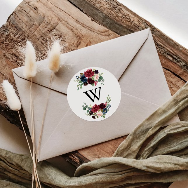 Rustic Burgundy Monogram Wedding Envelope Seals (Creator Uploaded)