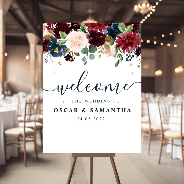 Rustic Burgundy Navy Blue & Red Beauty Flowers  Foam Board (Creator Uploaded)