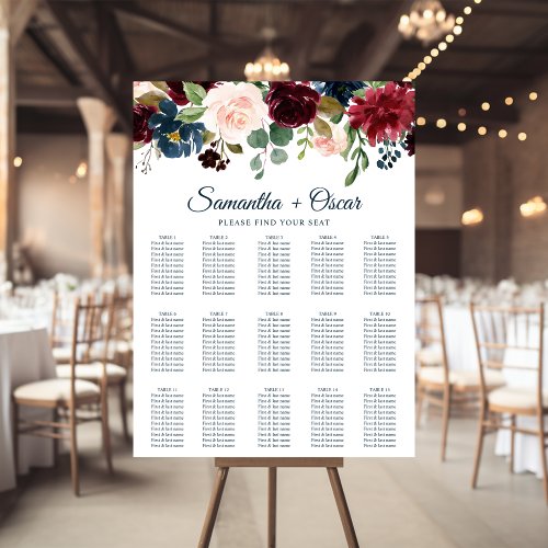 Rustic Burgundy Navy Blue  Red Beauty Flowers  Poster
