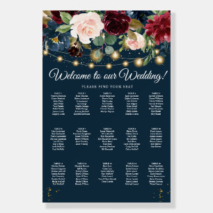 Rustic Burgundy Navy Blue & Red  Flowers  & Lights Foam Board