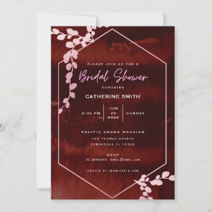 Rustic Burgundy Pink Floral Bridal Shower Invitation