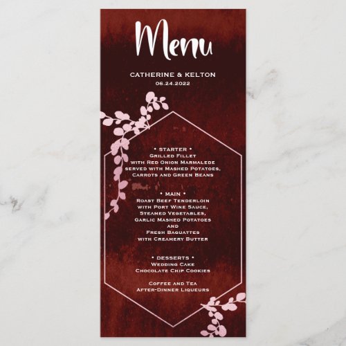 Rustic Burgundy Pink Floral Wedding Seating Chart Menu