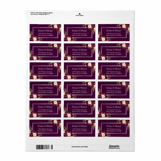 Rustic  Burgundy Plum Purple Floral Silver Gray Label