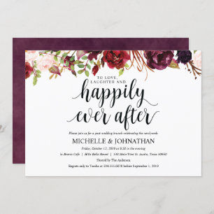 Rustic Burgundy Post Wedding Brunch Invitation