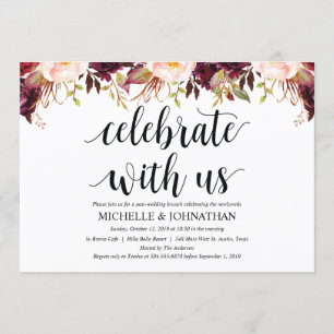 Rustic Burgundy Post Wedding Invitation Cards