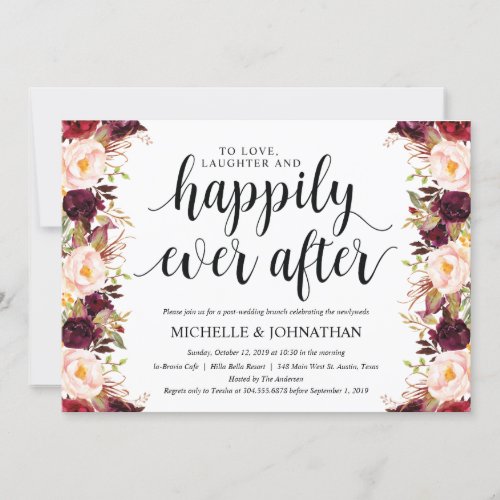 Rustic Burgundy Post Wedding Invitation Cards