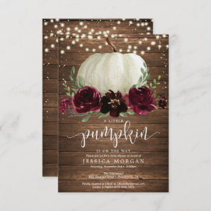 Rustic Burgundy Pumpkin Baby Shower Invite