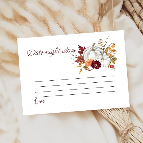 Rustic Burgundy Pumpkin Bridal Shower Date Game  Enclosure Card