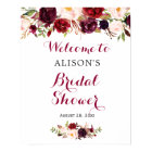 Rustic Burgundy Red Floral Bridal Shower Sign