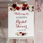 Rustic Burgundy Red Floral Bridal Shower Sign<br><div class="desc">The Burgundy Red Floral Bridal Shower Welcome Sign is a beautiful and unique way to decorate your bridal shower. With its elegant floral design in shades of burgundy red, this sign will add a touch of class to your event. It's perfect for welcoming your guests to make your guests feel...</div>