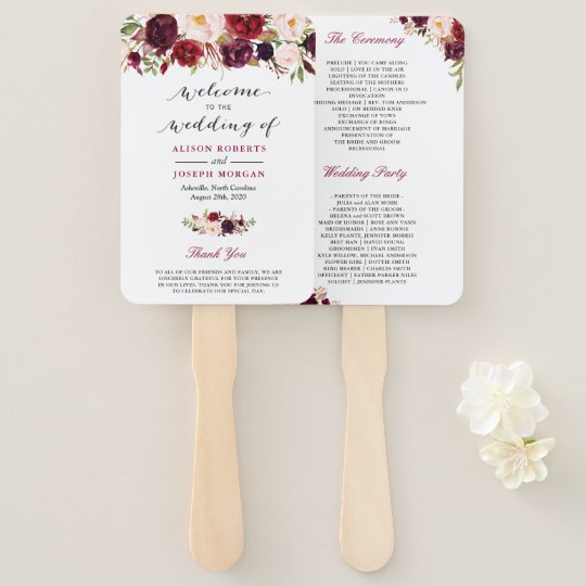 Wedding Program Petal Fans Assembled Set Of 50 Elegant Floral In