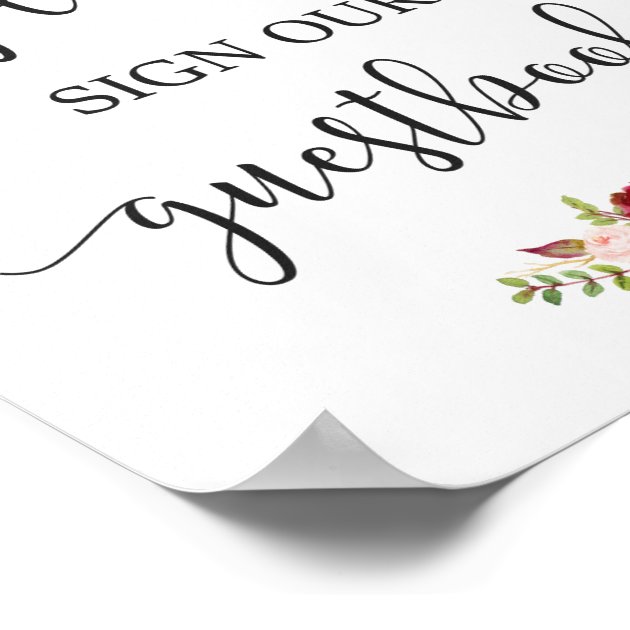 Rustic Burgundy Red Floral Guestbook Wedding Sign