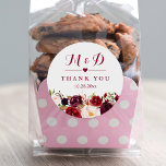 Rustic Burgundy Red  Floral Monogram Wedding Favor Classic Round Sticker<br><div class="desc">Add a personalized touch to your wedding favors with these elegant burgundy red floral monogram stickers! These stickers feature a beautiful floral design with your initials in a stylish monogram. Perfect for adding to gift bags or boxes, these stickers will impress your guests and make them feel appreciated. With Zazzle's...</div>