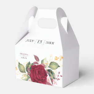 Rustic Burgundy Red Floral Wedding Favor Boxes