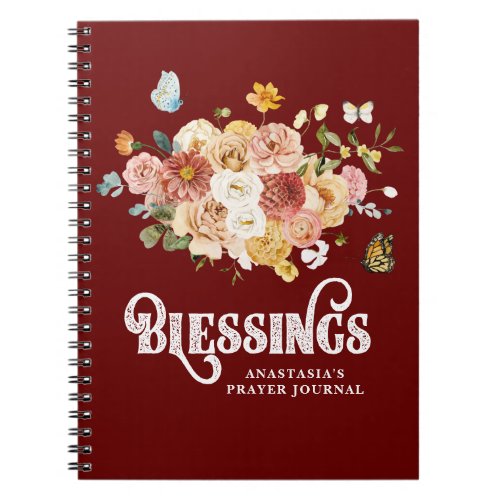 Rustic Burgundy Red Pink Floral Blessings Journal
