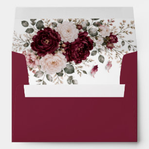 Rustic Burgundy Red Rose Bridal shower Envelope