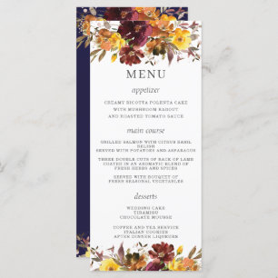 Rustic Burgundy Rust Orange Yellow Floral Wedding Program