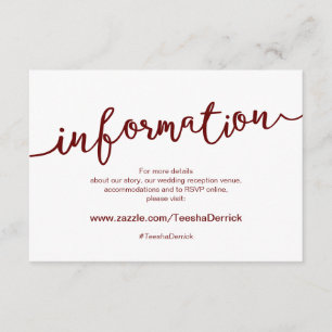 Rustic Burgundy Script, Wedding Details, RSVP Enclosure Card