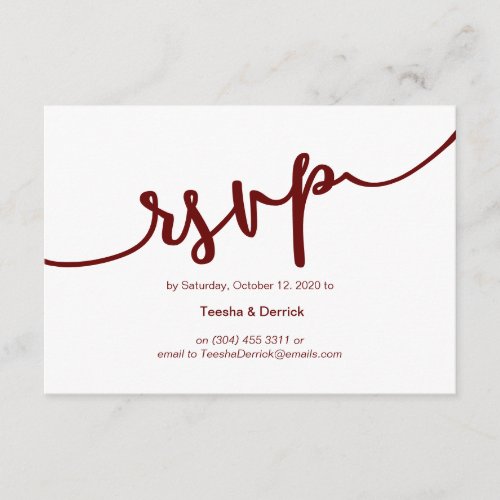 Rustic Burgundy Script Wedding RSVP Enclosure Card