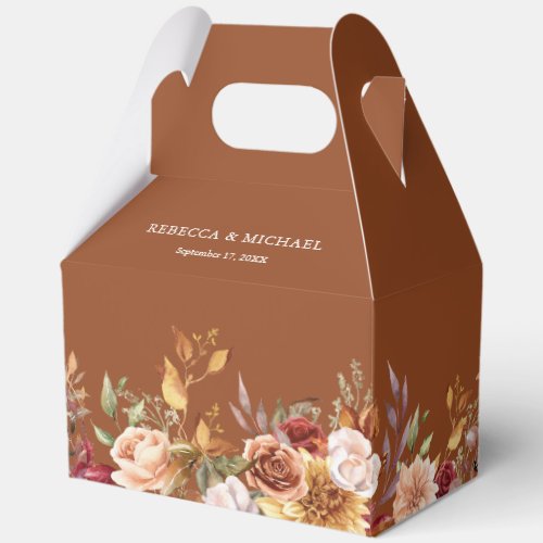 Rustic Burgundy Terracotta Floral Wedding  Favor Boxes