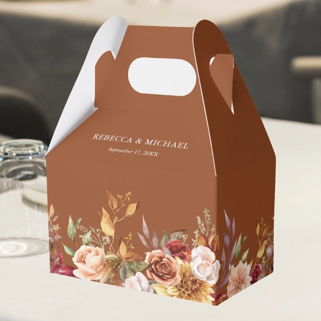 Rustic Burgundy Terracotta Floral Wedding  Favor Boxes (Creator Uploaded)