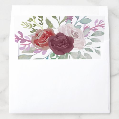 Rustic Burgundy Watercolor Floral Wedding Envelope Liner