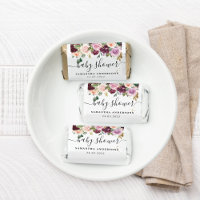 Rustic Burgundy Watercolor Flowers Baby Shower