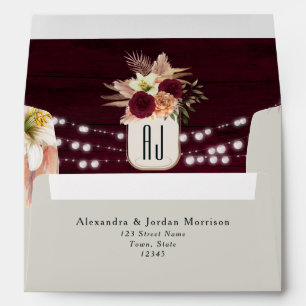 Rustic Burgundy Wedding Envelope