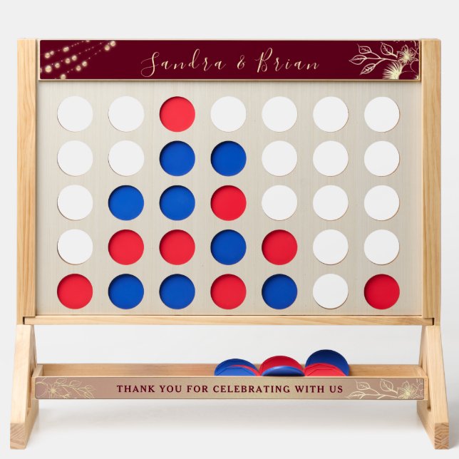 Rustic Burgundy Wedding Fast Four Game (Front)