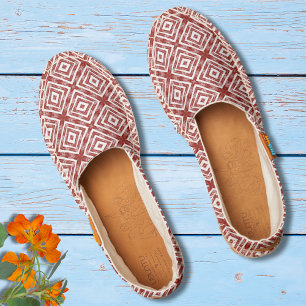 Rustic Burgundy White Geometric Pattern Espadrilles