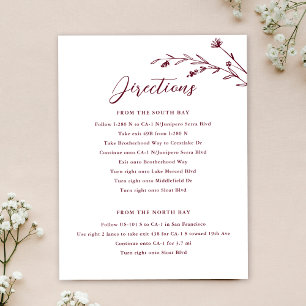 Rustic Burgundy Wildflower Wedding Enclosure Card