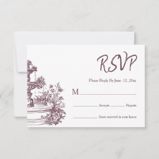 Rustic Burgundy Wildflower Wreath Wedding Details RSVP Card