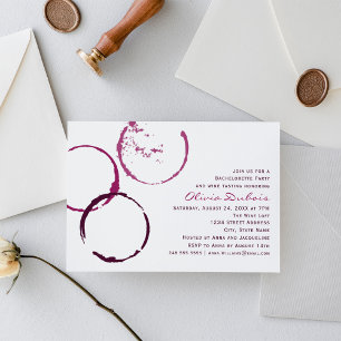Rustic Burgundy Wine Stain Wedding Bachelorette Invitation